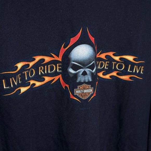 Y2K Harley Davidson Spell out Flames Shirt Size XL - Picture 3 of 7